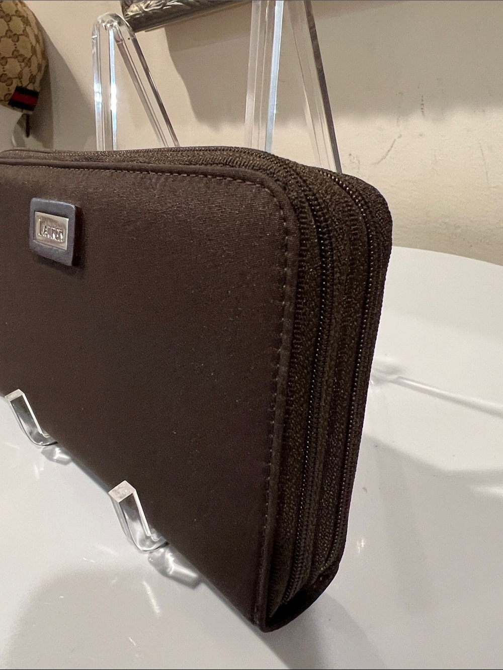 Lauren Ralph Lauren Brown Nylon Zip-Around Continental Long Wallet & Checkbook - Picture 3 of 14